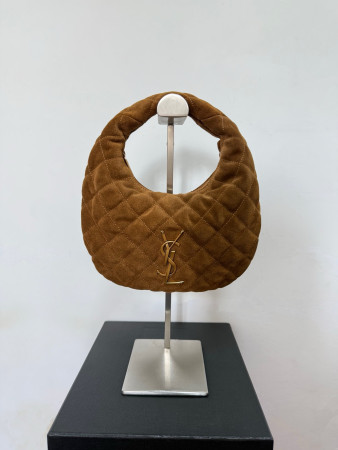 YSL ICARINO in Quilted Suede 17x15.5x3cm