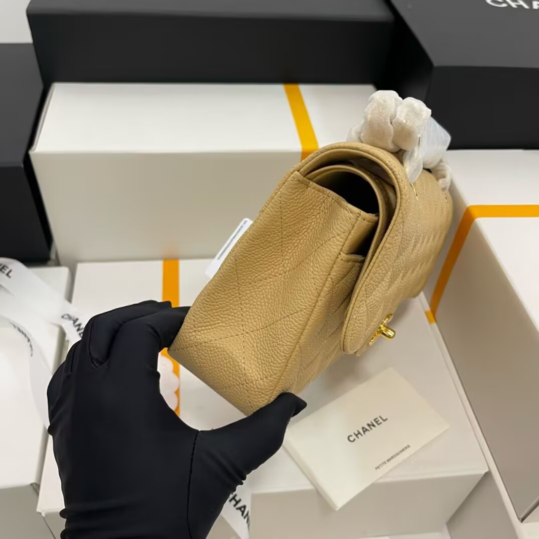 CHANEL SMALL CLASSIC HANDBAG GRAINED CALFSKIN 14.5×23×6cm