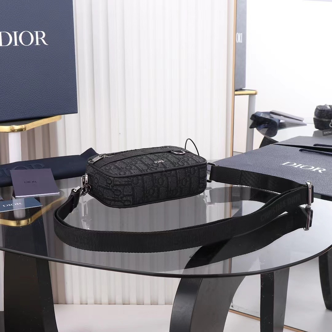 DIOR Mini Safari Bag with Strap Black Dior Oblique Jacquard 6.5 x 5 x 1.5 inches