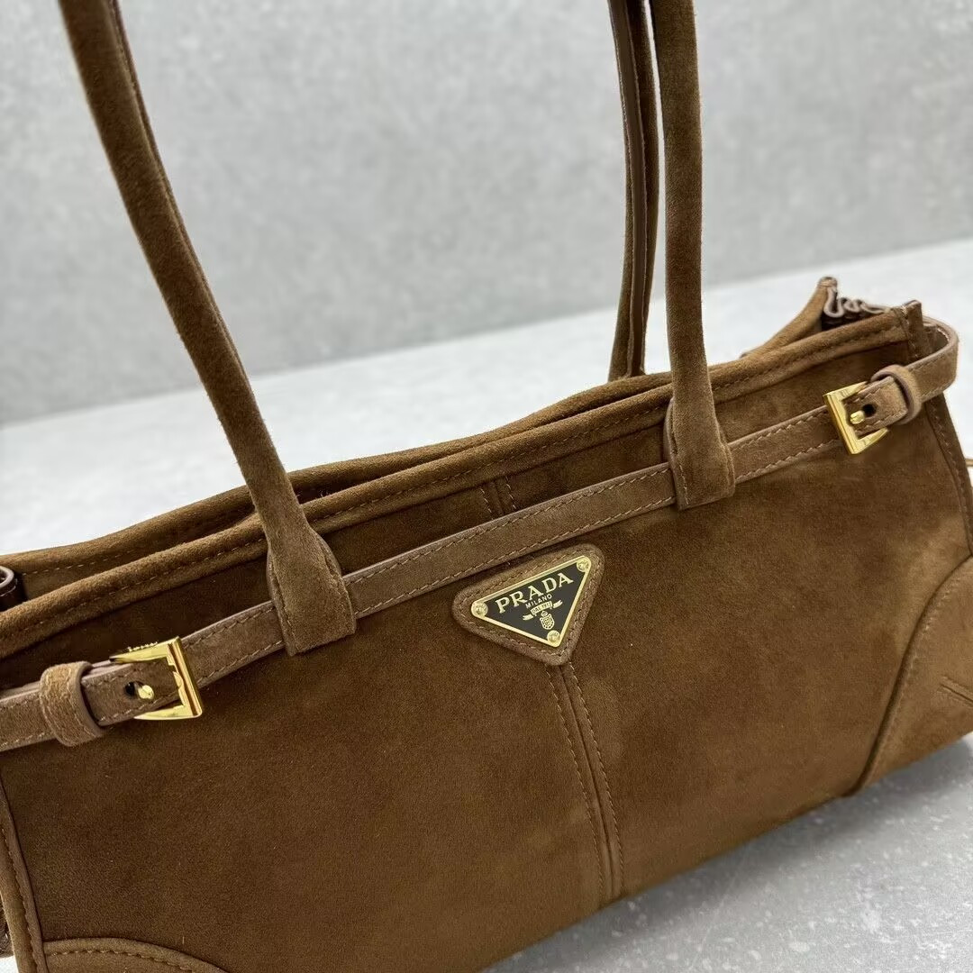 Prada Bonnie Medium Suede Handbag 32x15.5x12cm