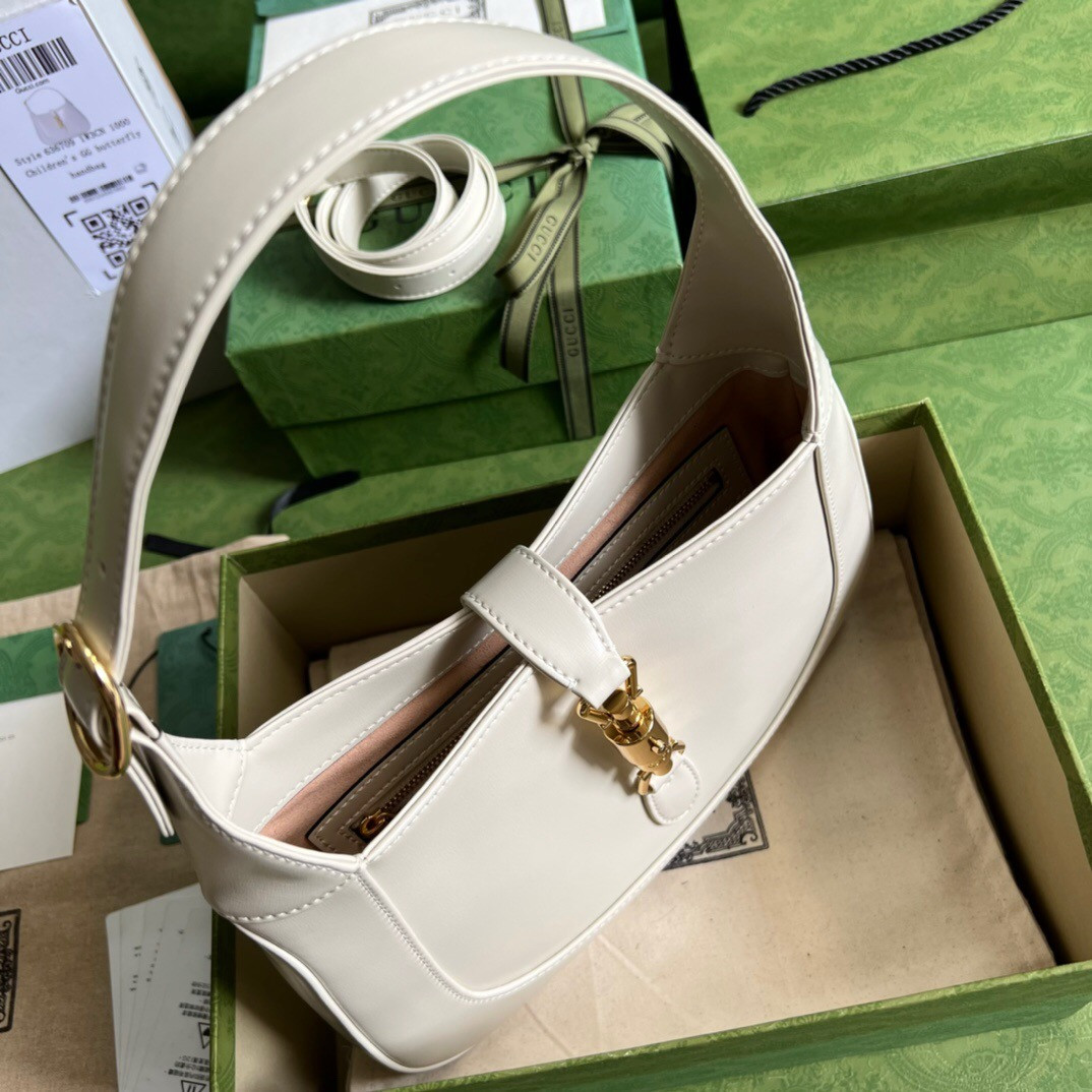 GUCCI JACKIE SMALL SHOULDER BAG Ivory 10.8"W x 7.5"H x 1.6"D