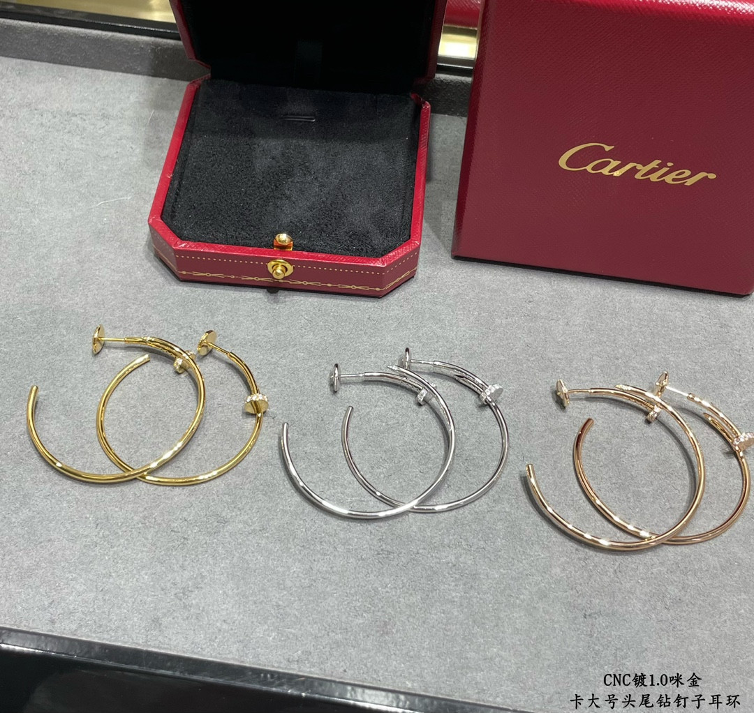 Cartier Large size head and tail diamond nail Earrings