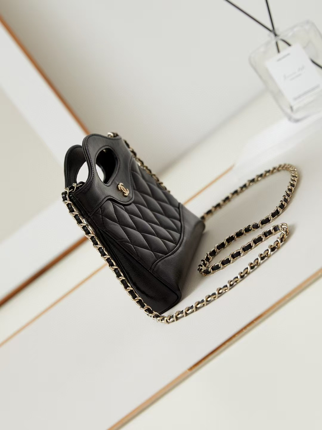 Chanel 31 Nano Chain Bag Lambskin Gold Tone Metal Black AS3656 17.5x20.5x4cm