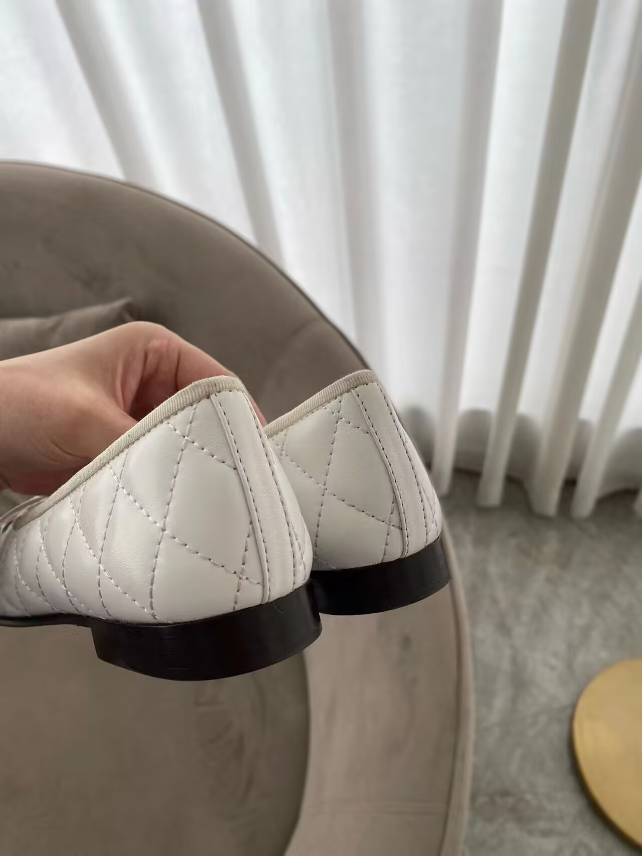 Chanel BALLET FLATS  Aged Calfskin White & Black