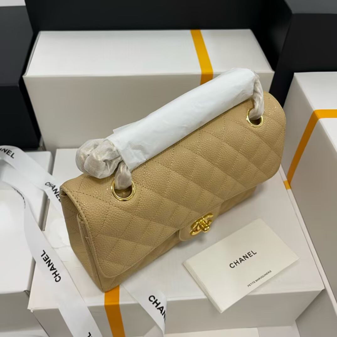 CHANEL SMALL CLASSIC HANDBAG GRAINED CALFSKIN 14.5×23×6cm
