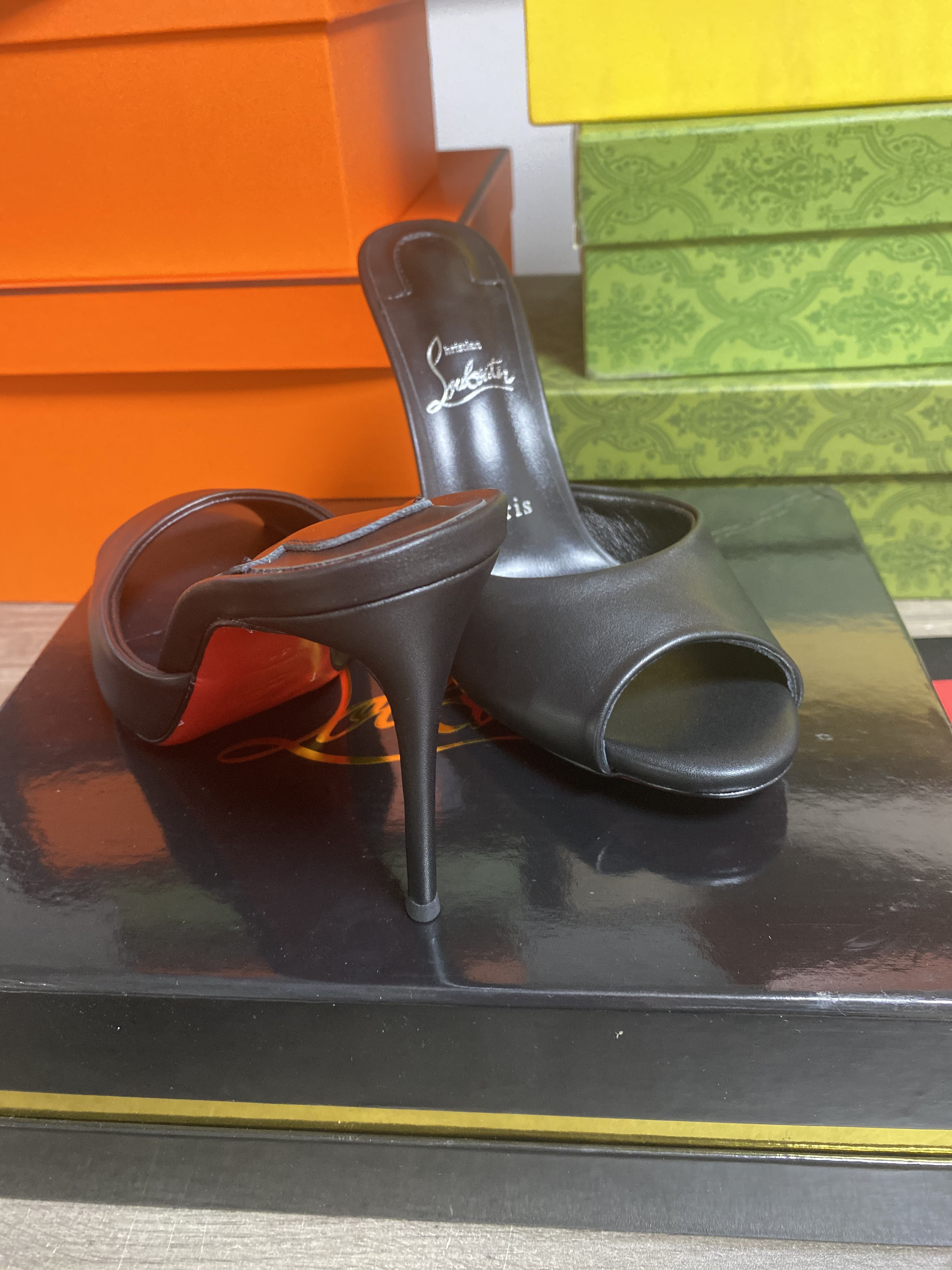 UA Christian Louboutin Me Dolly 100 Calfskin Leather Mules