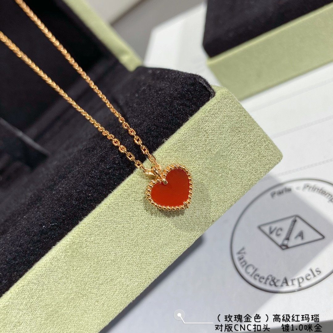 Van Cleef & Arpels Red Agate Heart-Shaped Love Necklace