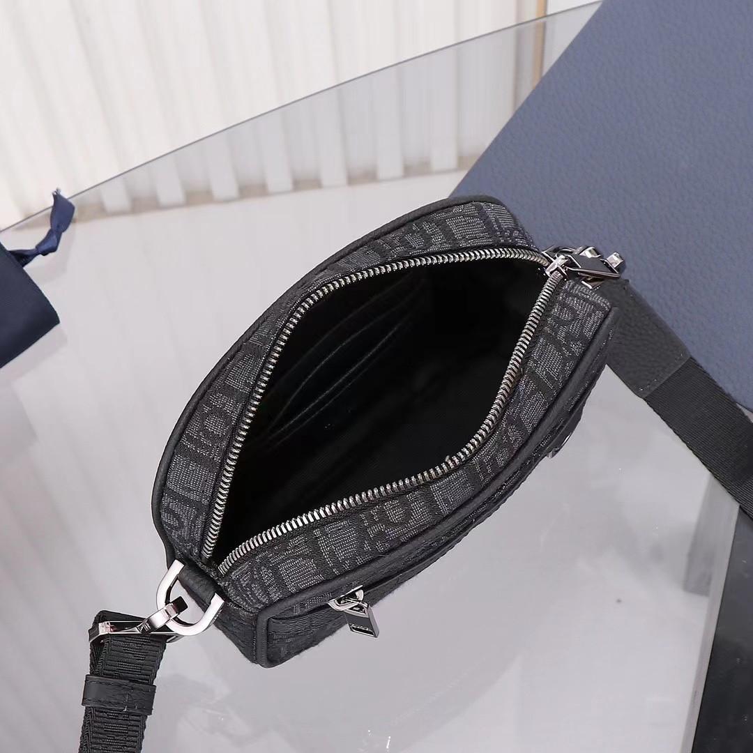 DIOR Mini Safari Bag with Strap Black Dior Oblique Jacquard 6.5 x 5 x 1.5 inches