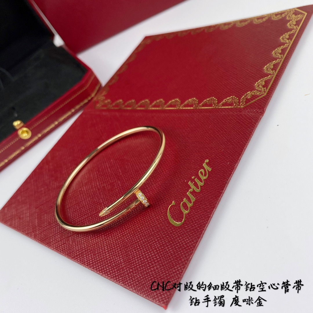 Cartier thin version with diamond hollow tube nail Bracelet
