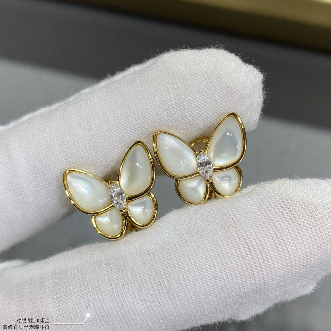 Van Cleef & Arpels White Mother-of-Pearl Butterfly Earrings