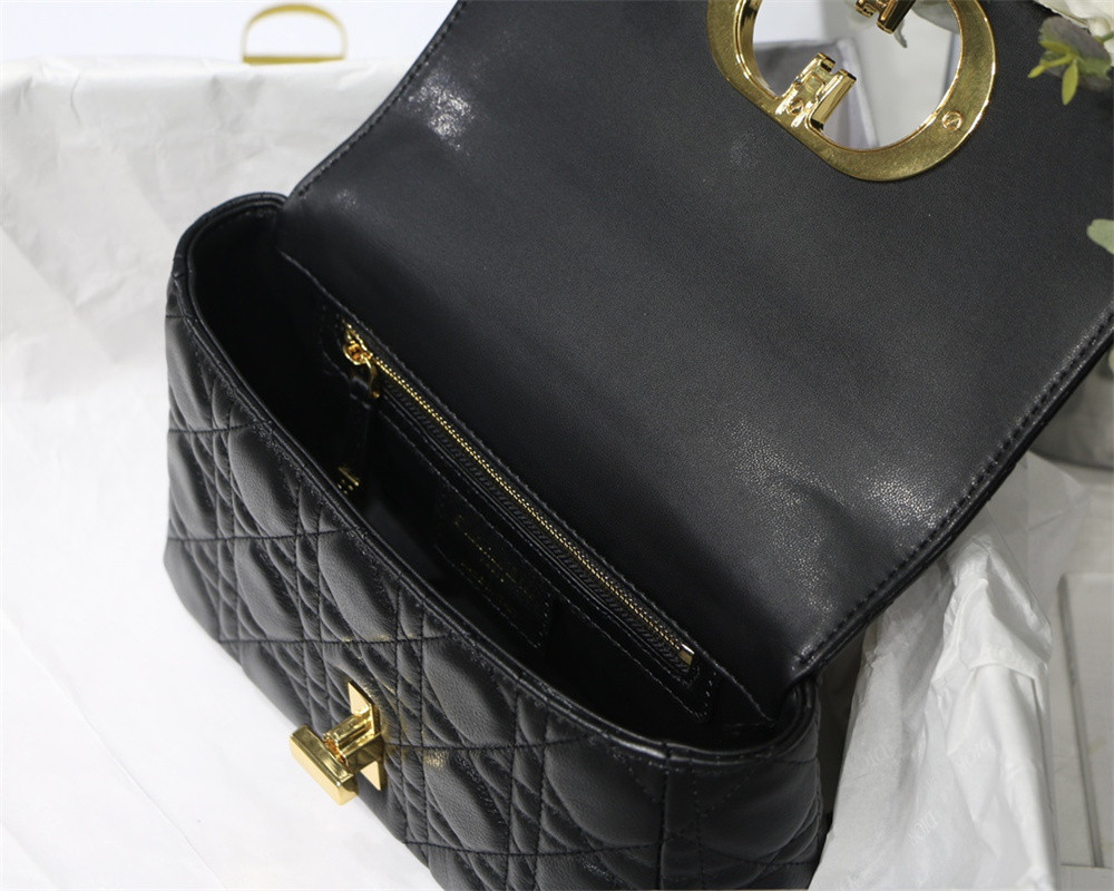 SMALL DIOR CARO BAG Black Supple Cannage Calfskin 20 x 12 x 7 cm