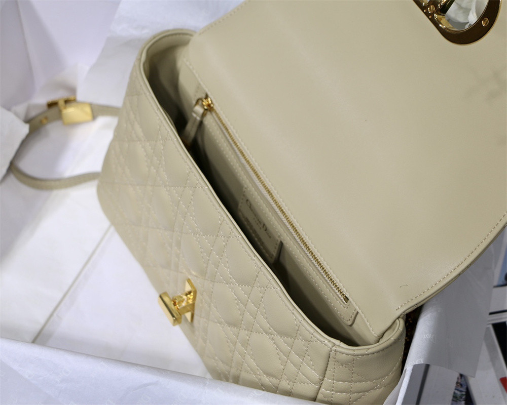 MEDIUM DIOR CARO BAG Beige Supple Cannage Calfskin 25.5 x 15.5 x 8 cm