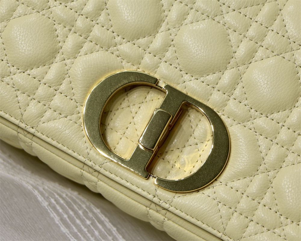 MEDIUM DIOR CARO BAG light yellow Supple Cannage Calfskin 25.5 x 15.5 x 8 cm