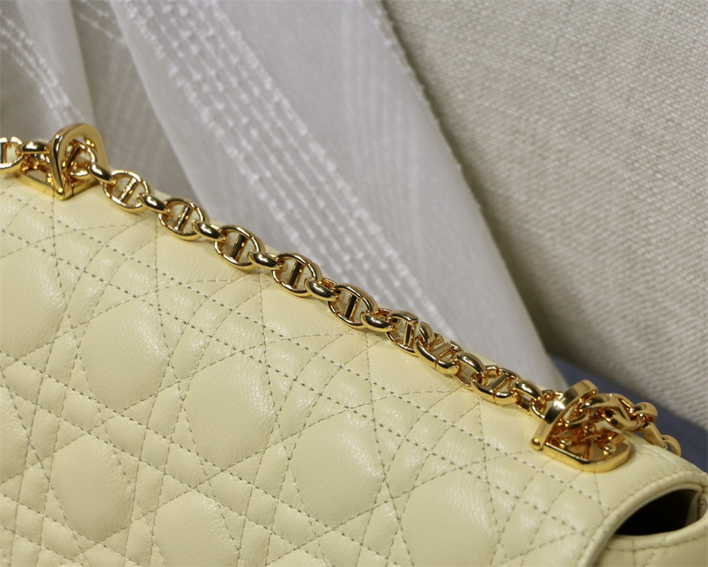 MEDIUM DIOR CARO BAG light yellow Supple Cannage Calfskin 25.5 x 15.5 x 8 cm