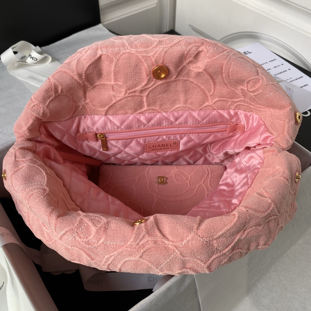 CHANEL 22 HANDBAG velvet pink 15.2×16.4×3.1 in