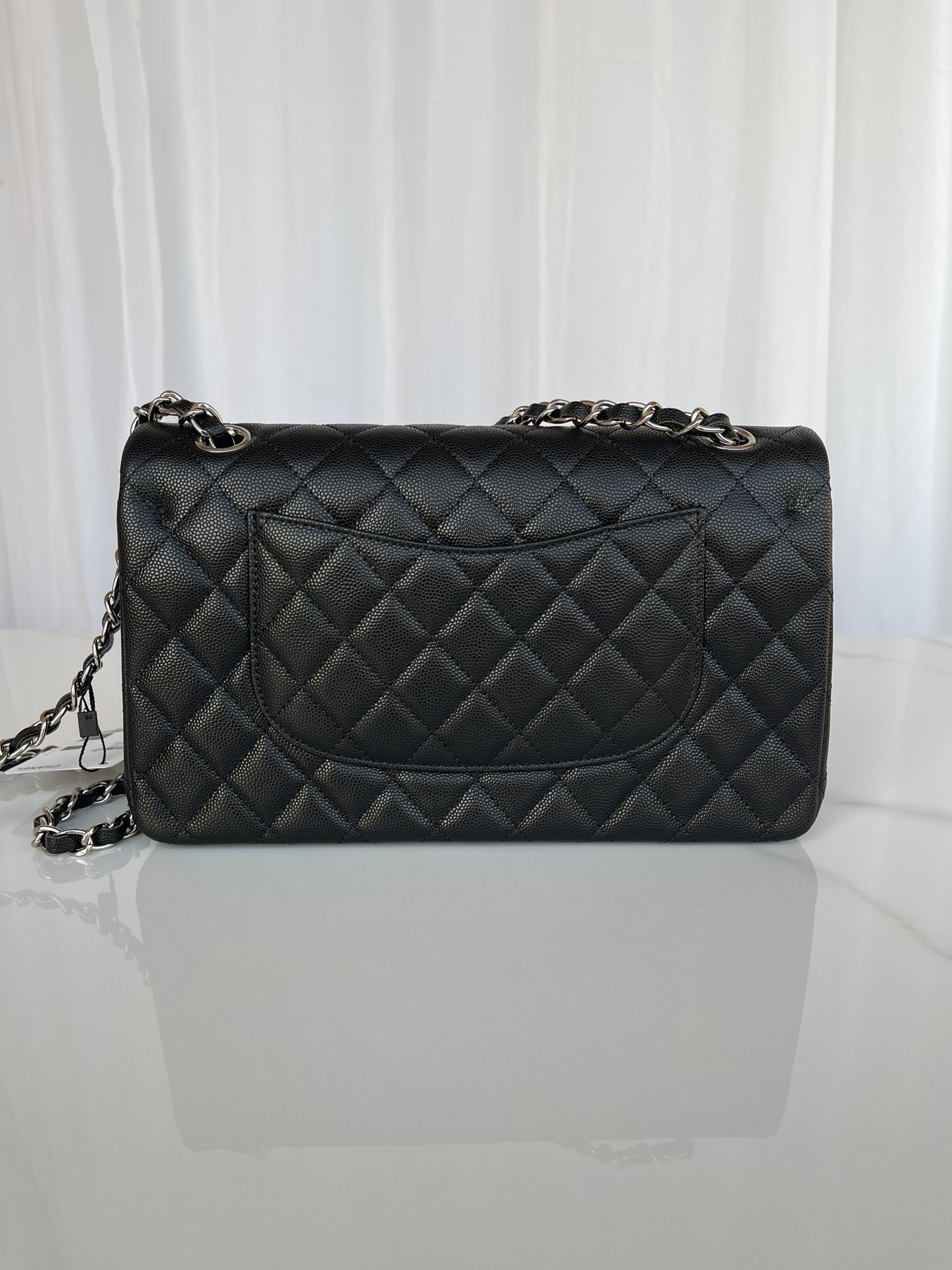 CHANEL CLASSIC HANDBAG GRAINED CALFSKIN 6 × 9.9 × 2.5 in