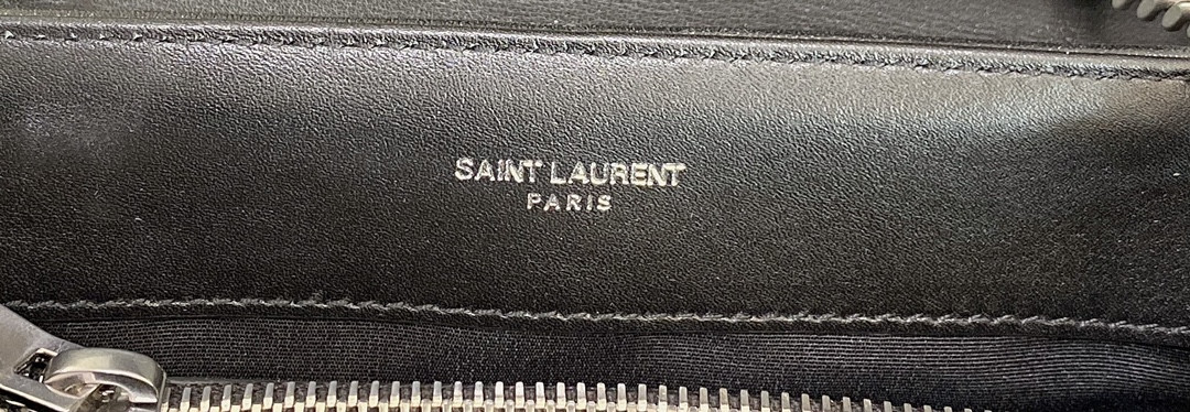 YSL LOULOU SMALL IN QUILTED LEATHER BLACK SILVER 9 X 6.1 X 3.3 INCHES