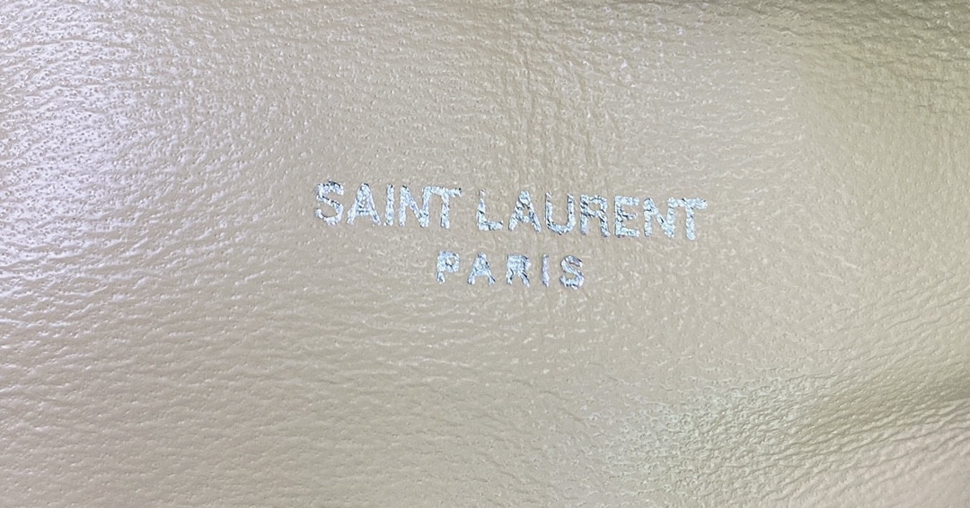 YSL PUFFER SMALL IN NAPPA LEATHER BEIGE SILVER 11.4 X 6.6 X 4.3 INCHES