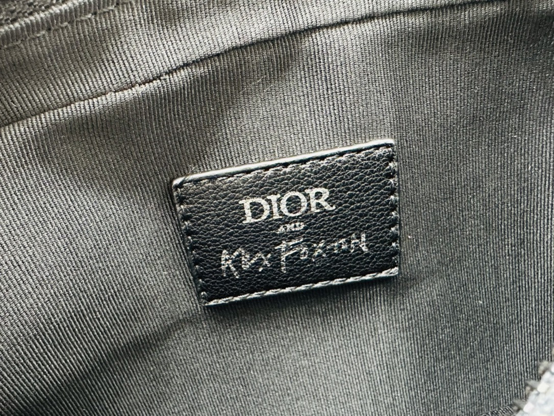 DIOR Maxi Safari Bag with Strap Blue Dior Oblique Jacquard 10 x 6.5 x 3 inches