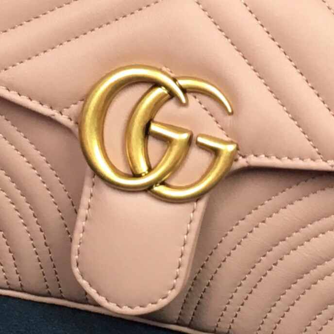 GUCCI GG MARMONT MATELASSÉ MINI BAG PINK 8.5"W x 5"H x 2.5"D