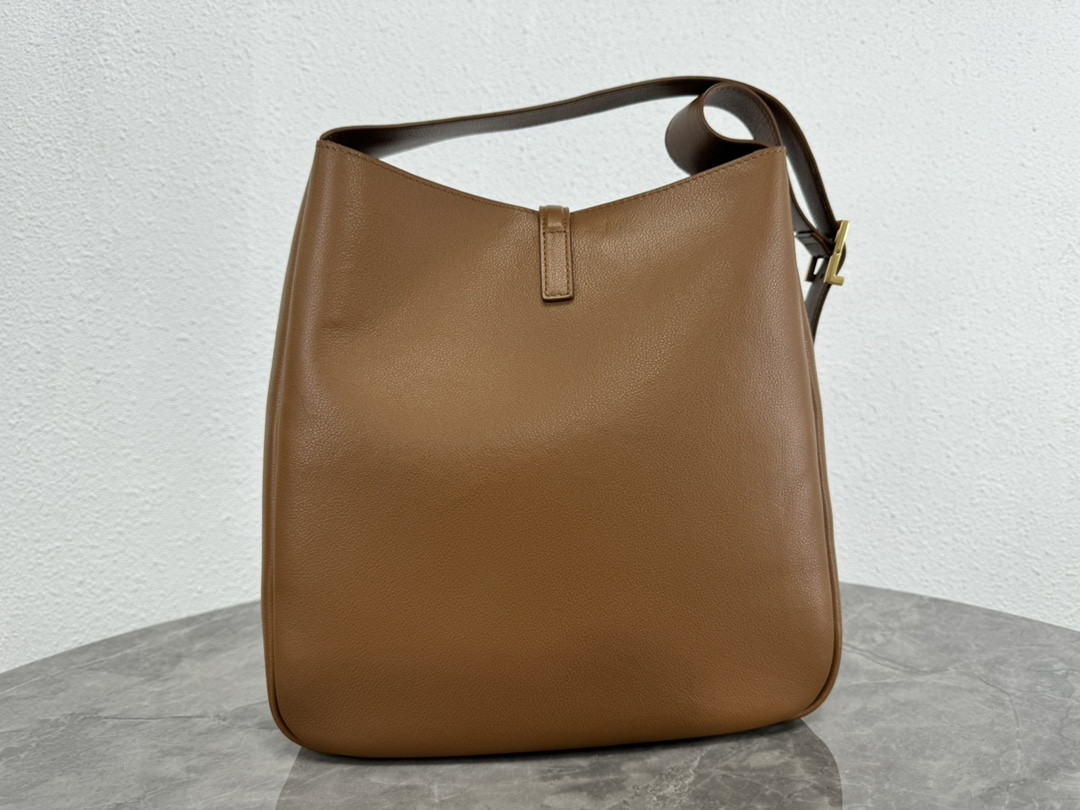 YSL LE 5 À 7 SUPPLE LARGE IN SMOOTH LEATHER DUSTY GREY 11.8" X 11" X 4.3"