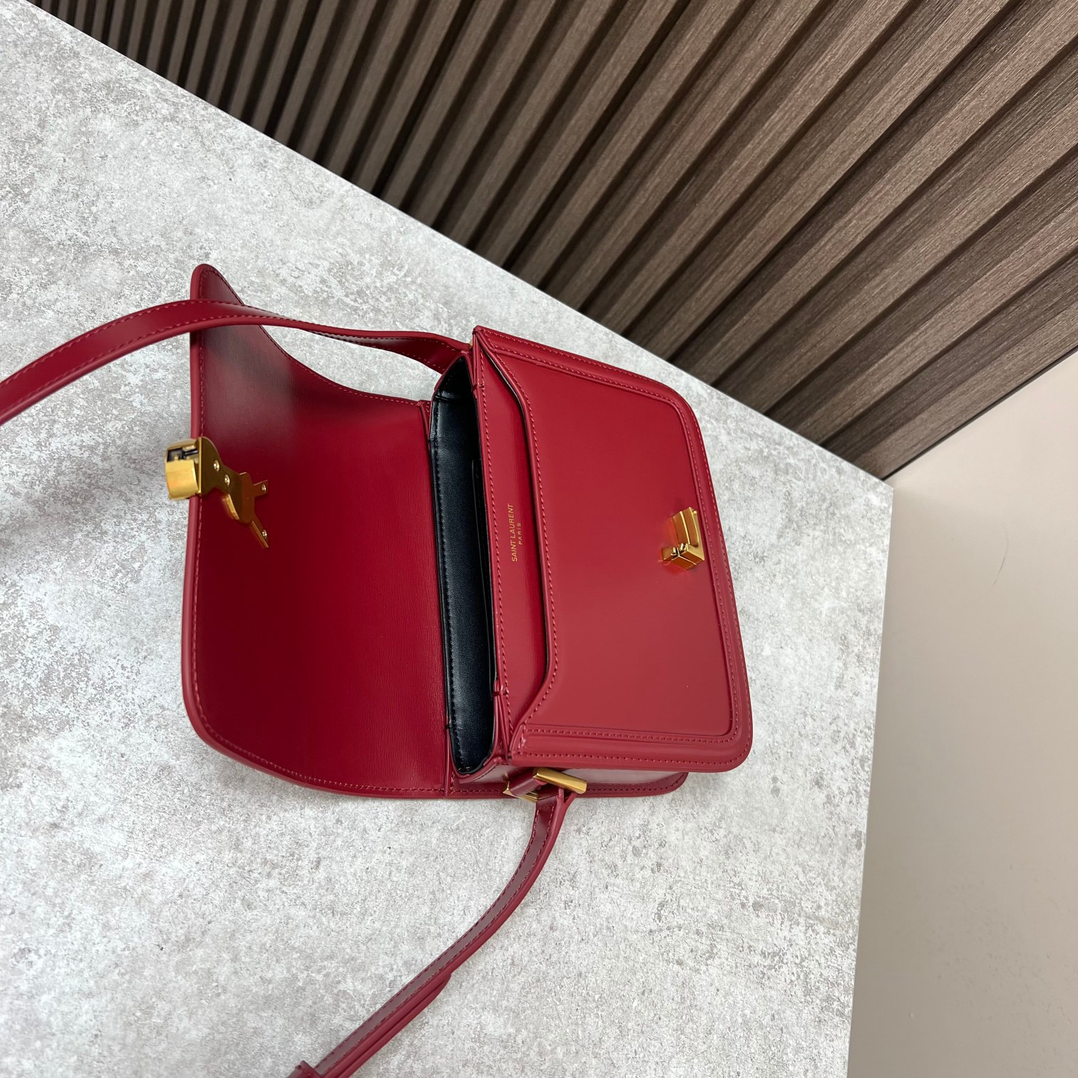 YSL SOLFERINO SMALL SATCHEL IN BOX SAINT LAURENT RED 7.4 X 5.1 X 1.9 INCHES