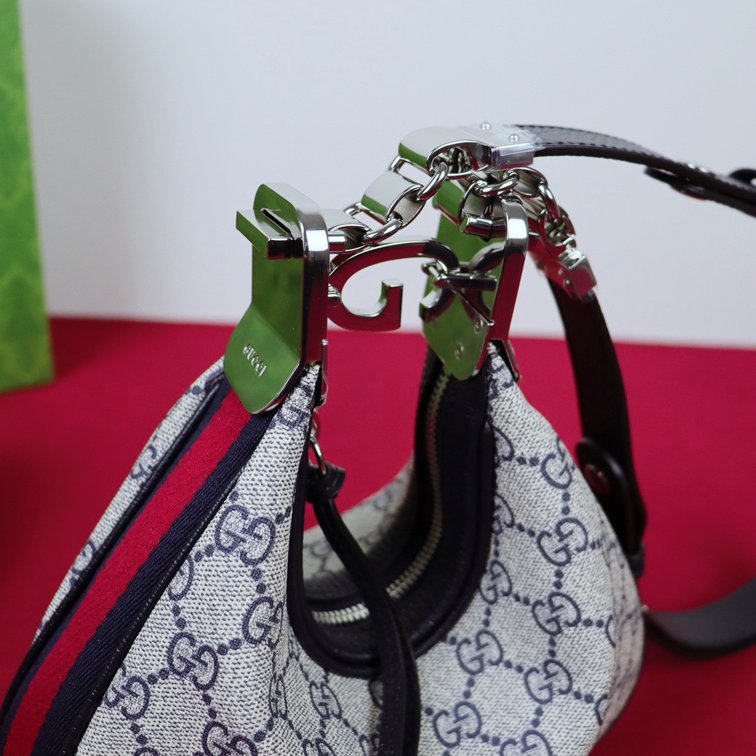 GUCCI ATTACHE SMALL SHOULDER BAG Beige and gray 9"W x 8.7"H x 2"D