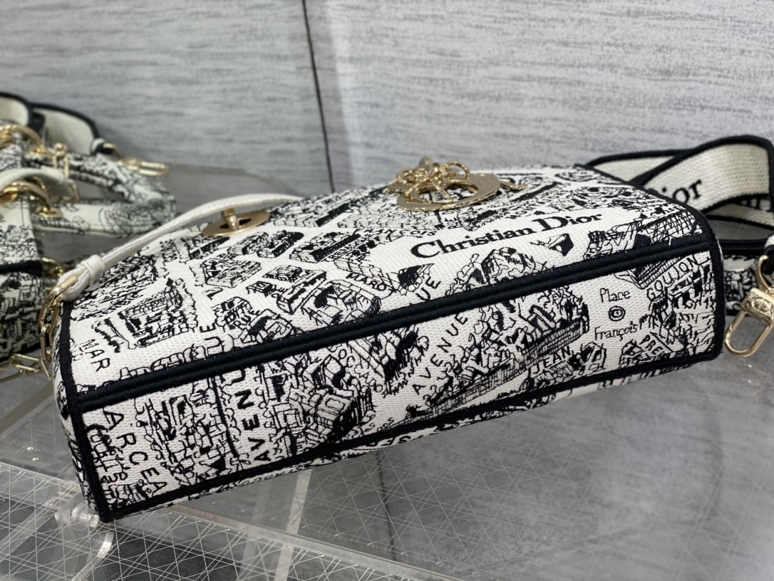 Dior Lady D-Joy bag medium black white 26 x 13.5 x 5 cm