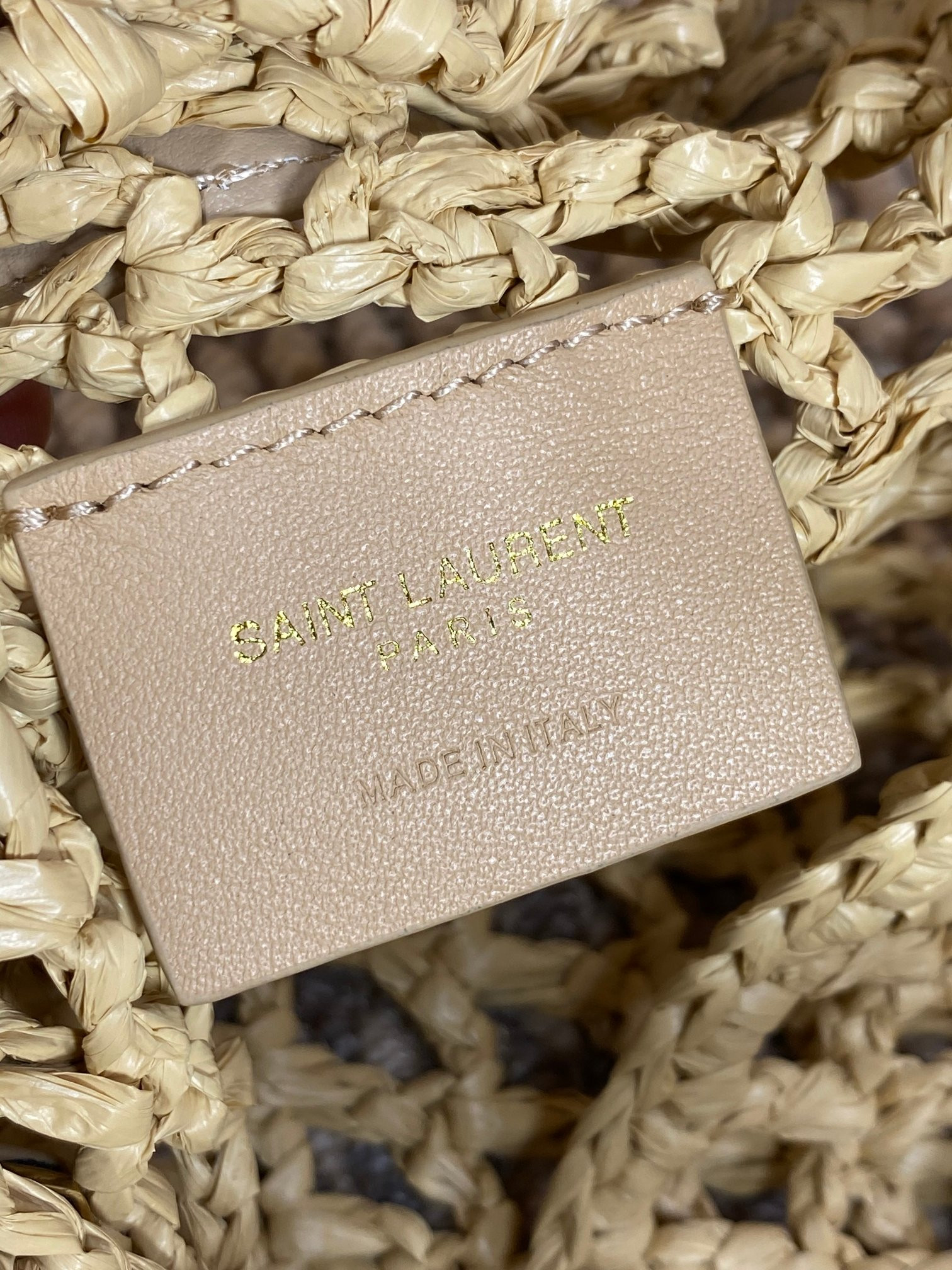 YSL OXALIS BAG IN RAFFIA MACRAMÉ  Color Natural 14.6X15.7X1.2INCHES