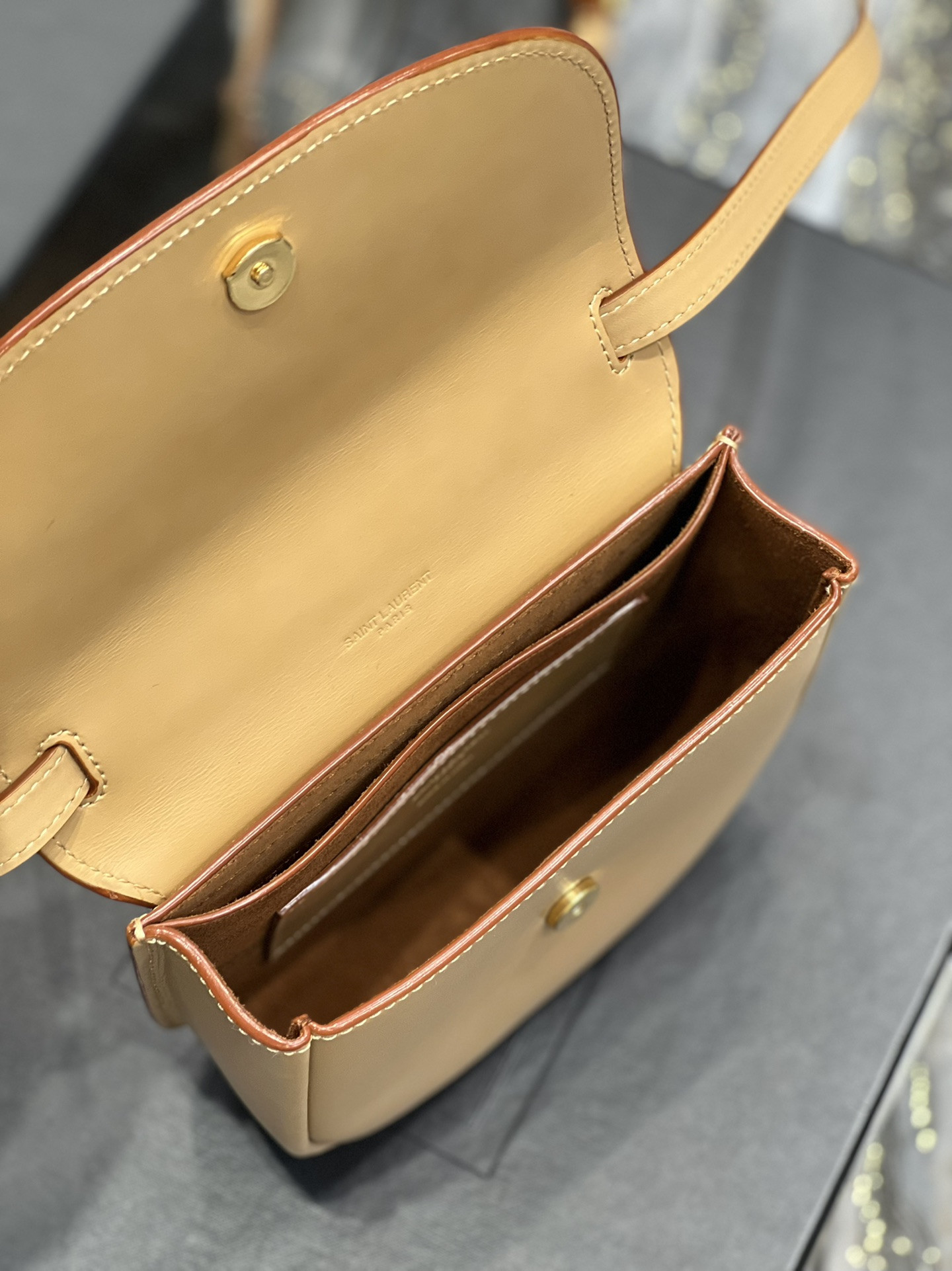 YSL KAIA SMALL SATCHEL IN SMOOTH LEATHER 7.2 X 6.1 X 2.1 INCHES