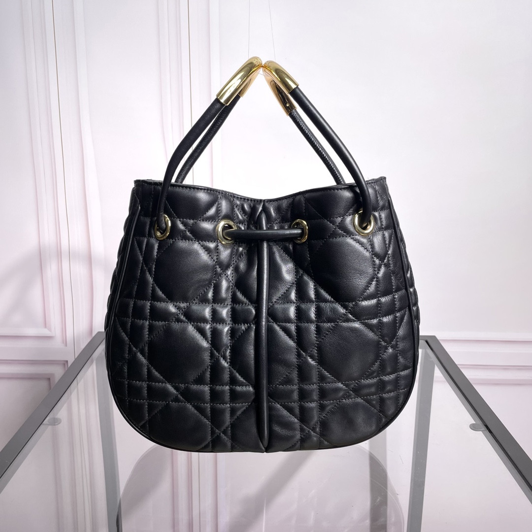 Medium Dior Nolita Bag Black Macrocannage Lambskin 10.5 x 10 x 2 inches