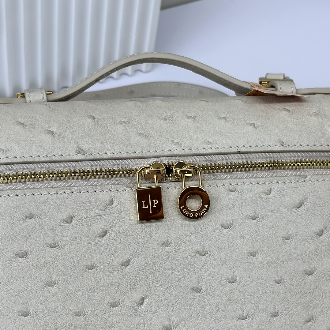 Loro Piana Extra Pocket backpack L23.5 Ostrich-grained Leather 23 x 21 x 8 cm