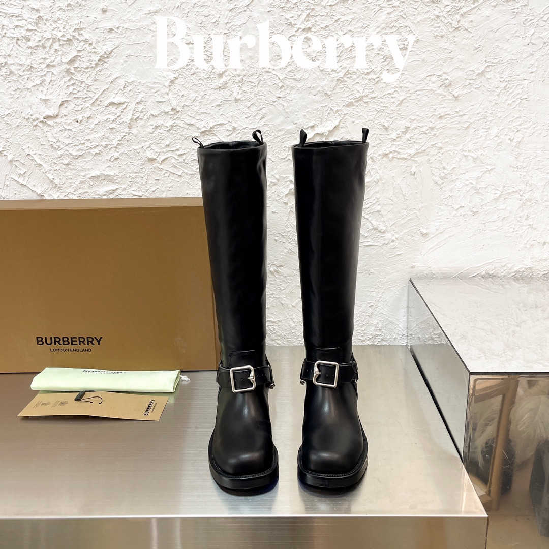 UA Burberry Leather Saddle Tall Boots