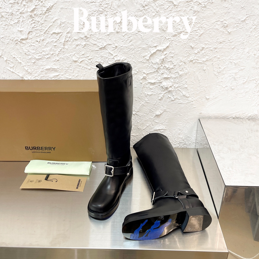 UA Burberry Leather Saddle Tall Boots