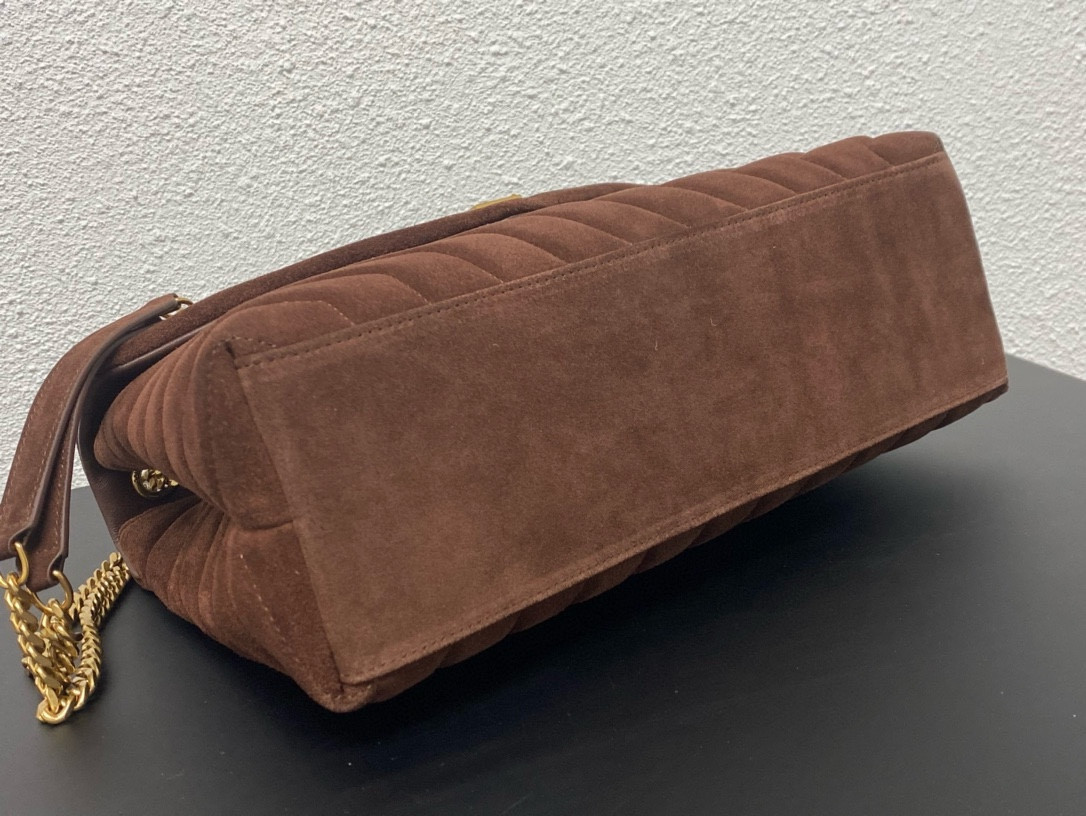 YSL LOULOU QUILTED SUEDE 32x22x9cm