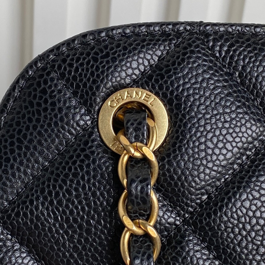 Chanel Small Bowling Bag Grained Shiny Calfskin 14x22x9cm