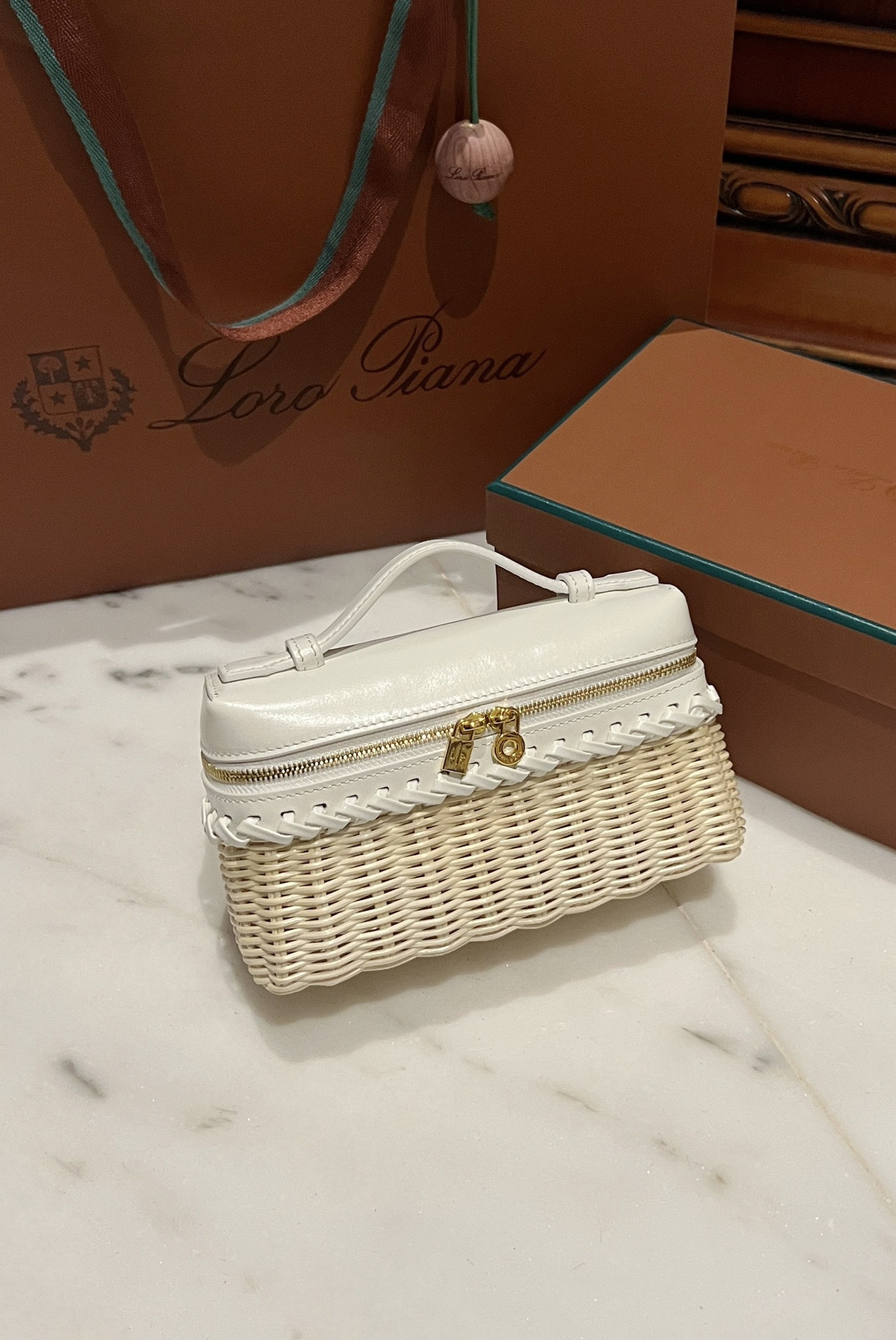 Loro Piana Extra Pocket L19 Wicker Bag 19 x 11.5 x 7cm