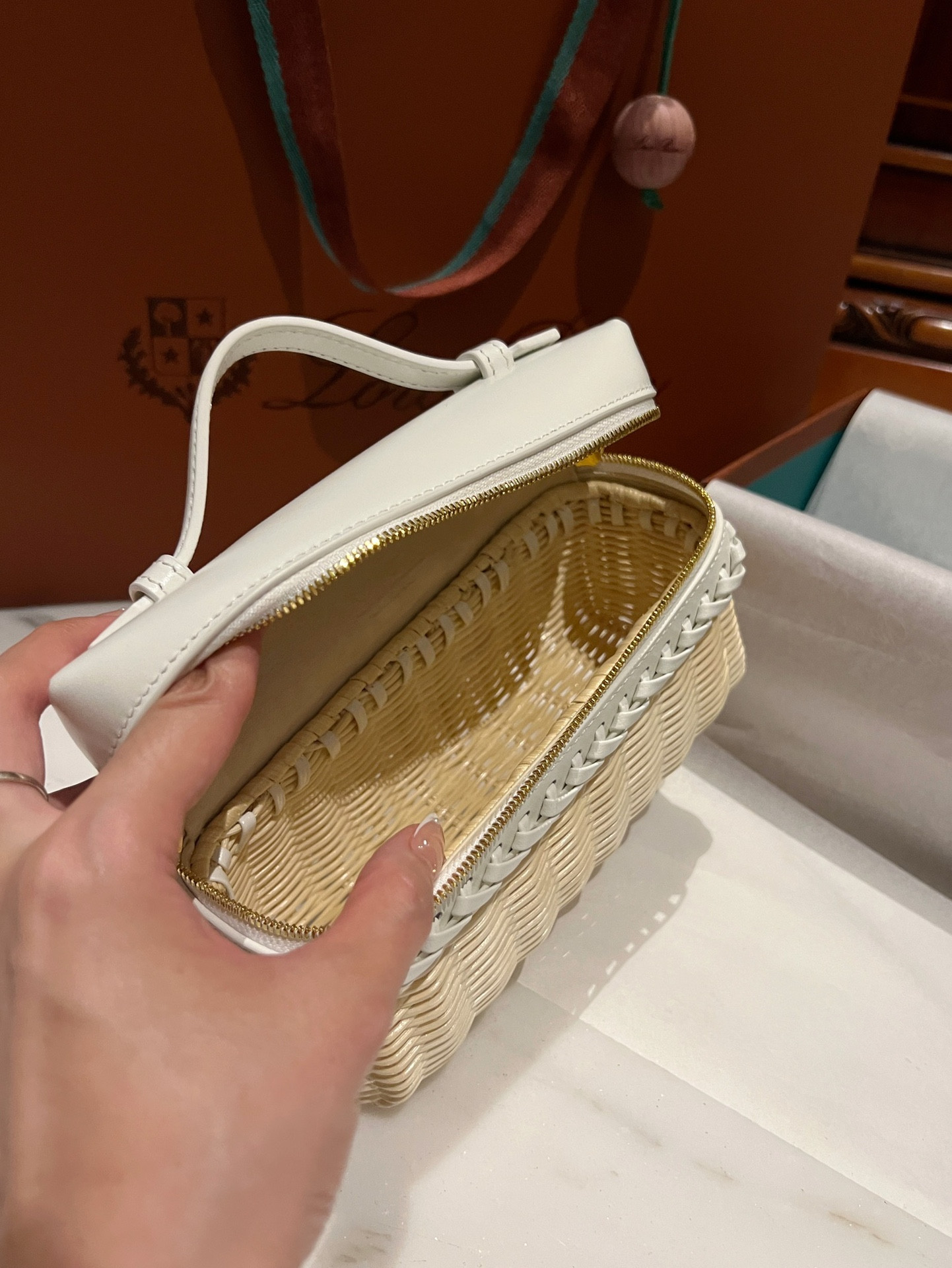 Loro Piana Extra Pocket L19 Wicker Bag 19 x 11.5 x 7cm