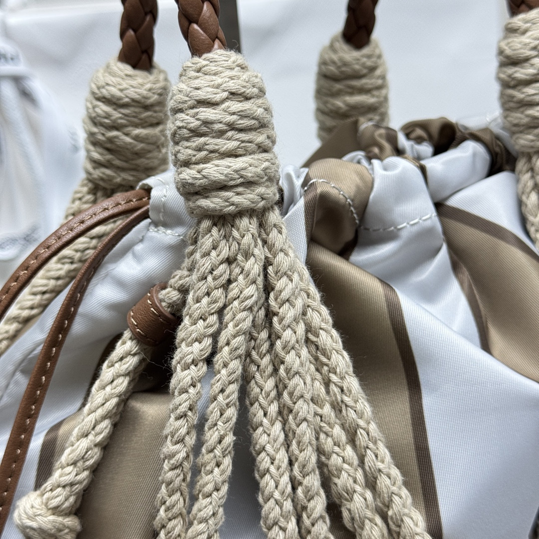 Prada Noué medium cotton macramé bag 37x30cm