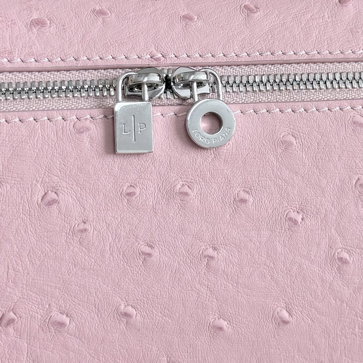 Loro Piana Extra Pocket L19 Ostrich-grained Leather 11 x 19 x 6.5 cm