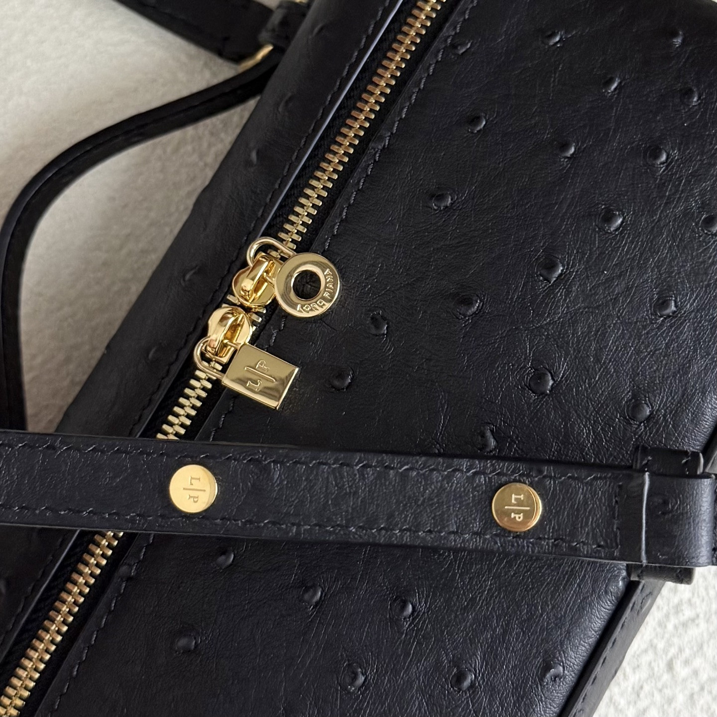 Loro Piana Extra Pocket L19 Ostrich-grained Leather 11 x 19 x 6.5 cm