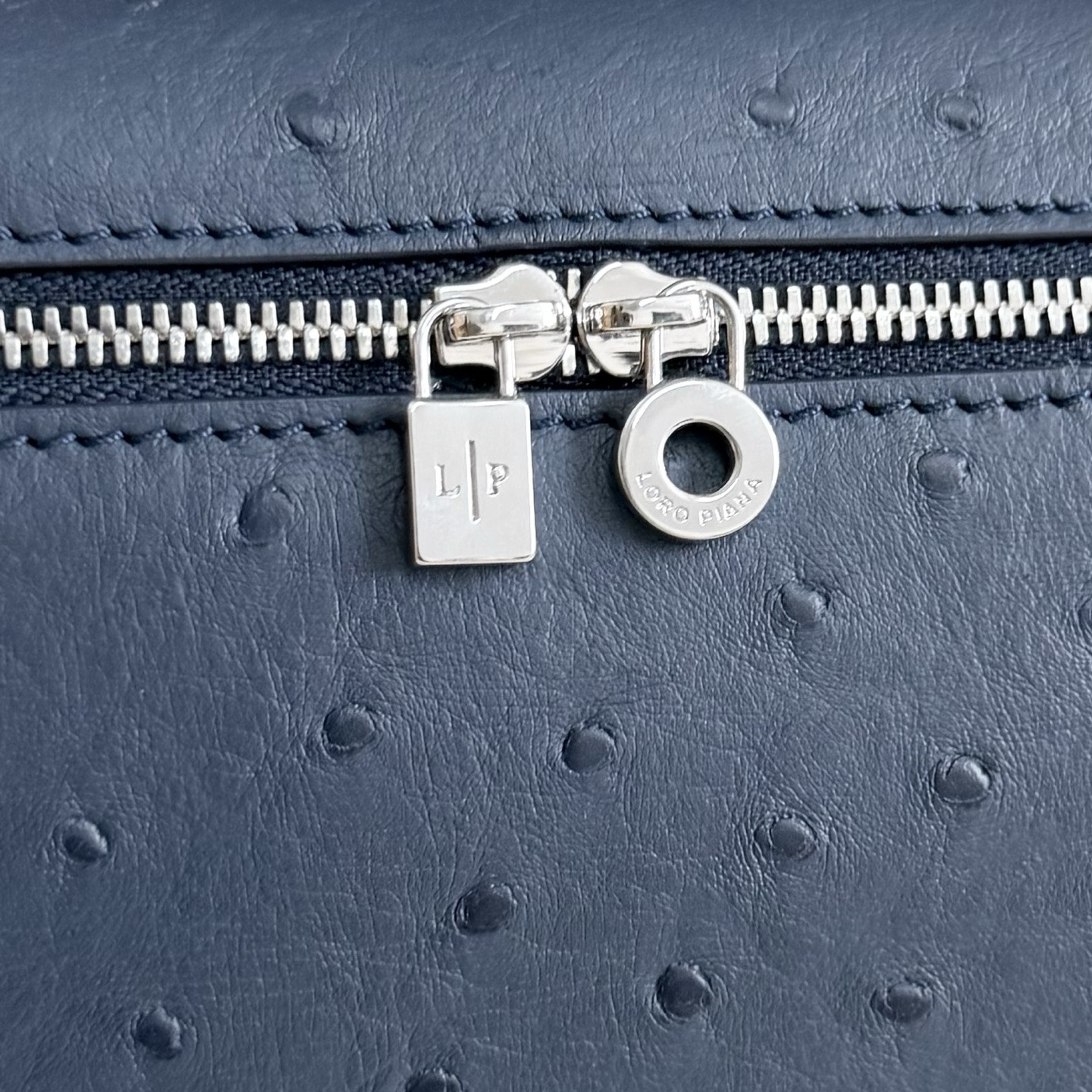 Loro Piana Extra Pocket L19 Ostrich-grained Leather 11 x 19 x 6.5 cm