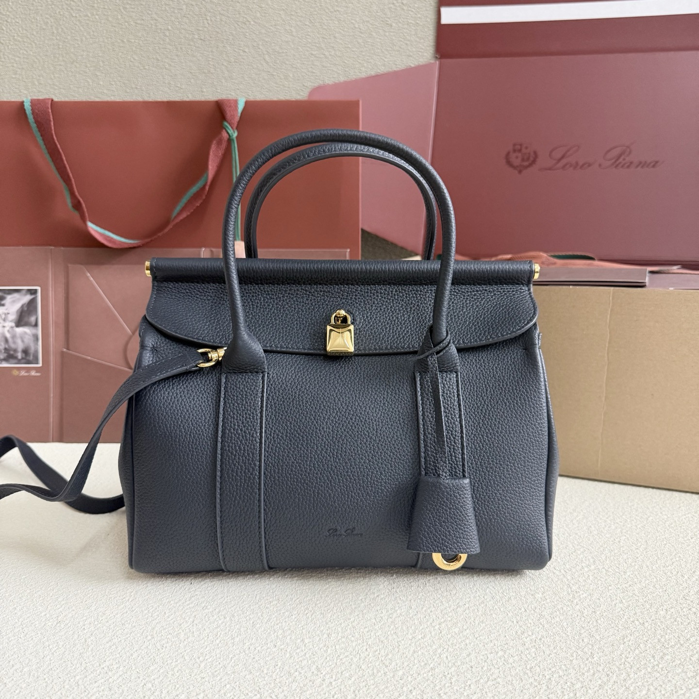 Loro Piana Loom L25 Calfskin Deep Royal Blue 25x18x12.5cm